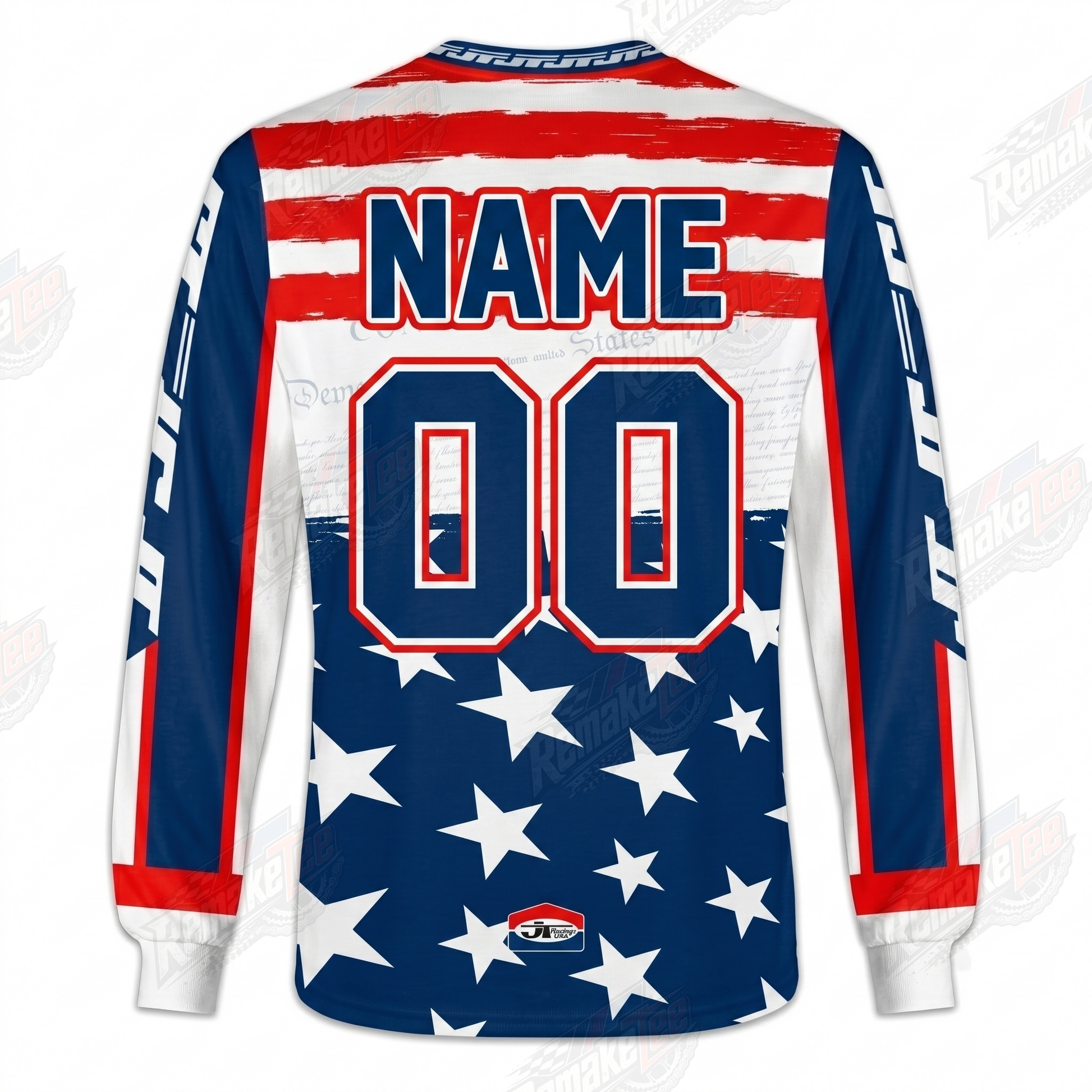 RemakeTee USA Stars and Stripes Custom Vintage Retro VMX Racing Jersey 1334 - Back