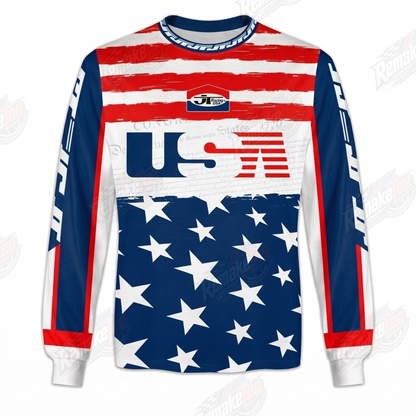 RemakeTee USA Stars and Stripes Custom Vintage Retro VMX Racing Jersey 1334 - Front