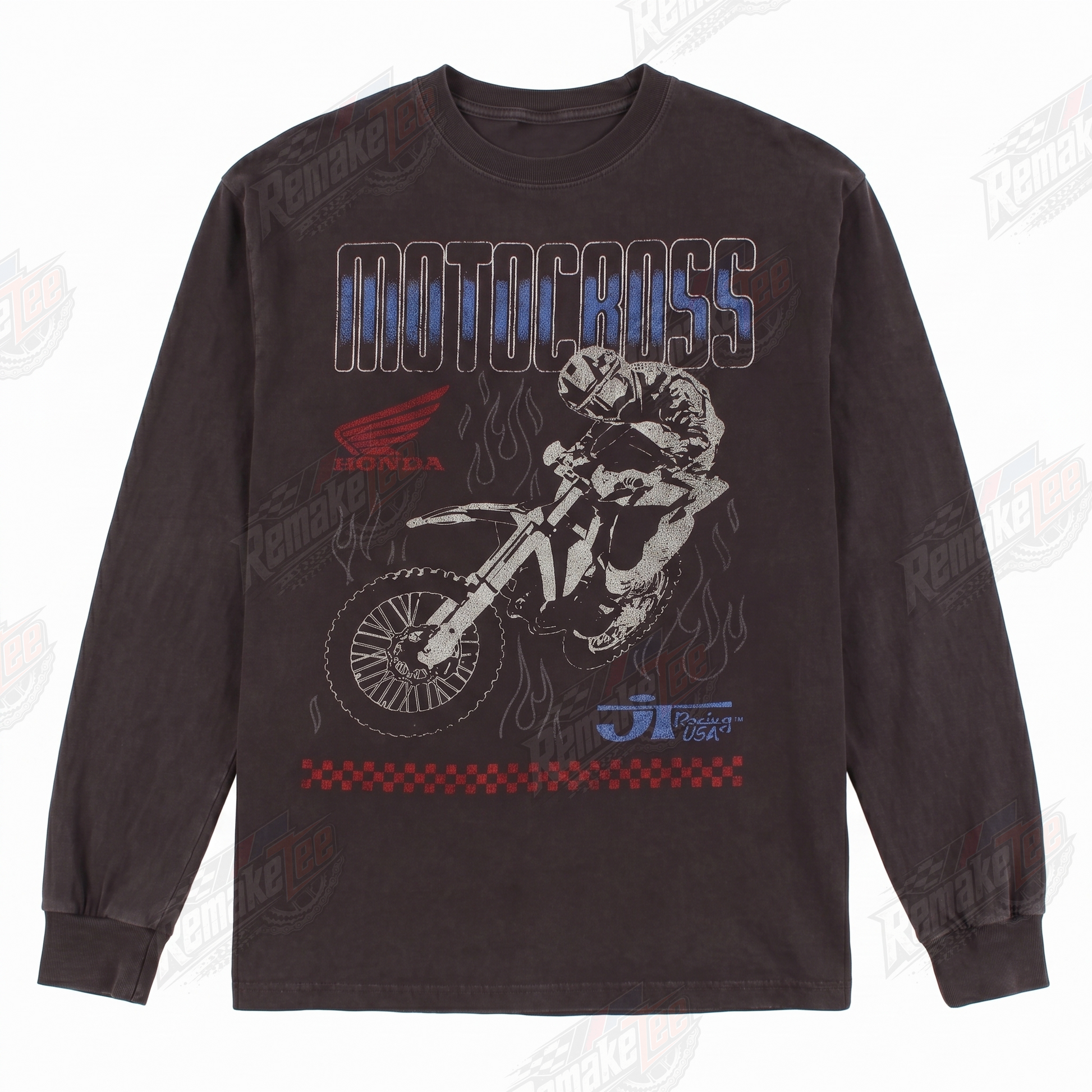 RemakeTee Honda Motocross JT Racing Vintage Custom Vintage Retro VMX Racing Jersey 1336 - Front