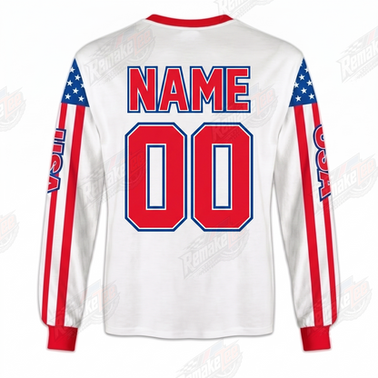 RemakeTee USA Eagle Stars and Stripes White Custom Vintage Retro VMX Racing Jersey 1337 - Back