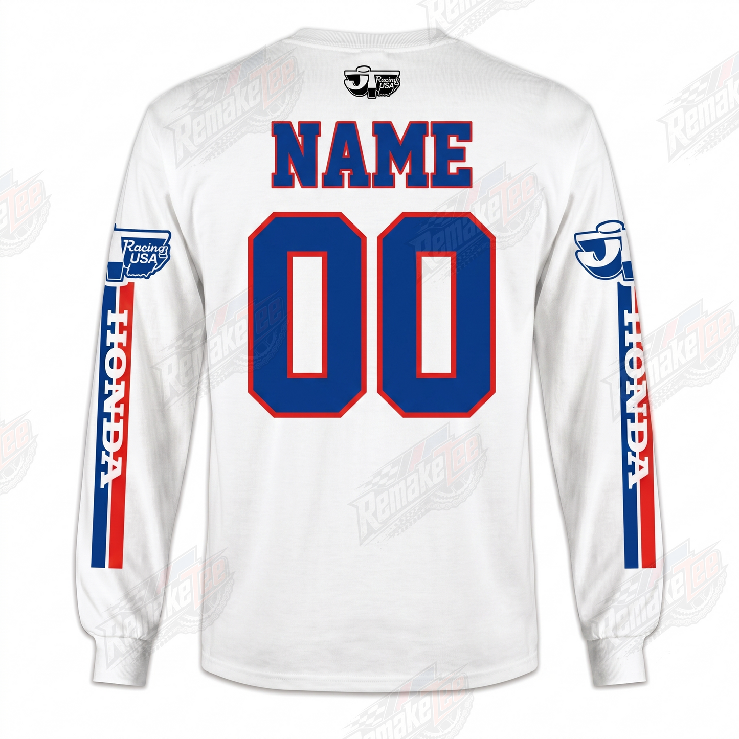 RemakeTee Honda HRC USA White Custom Vintage Retro VMX Racing Jersey 1339 - Back