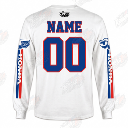 RemakeTee Honda HRC USA White Custom Vintage Retro VMX Racing Jersey 1339 - Back