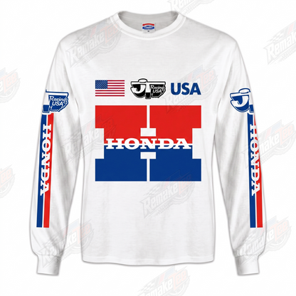 RemakeTee Honda HRC USA White Custom Vintage Retro VMX Racing Jersey 1339 - Front